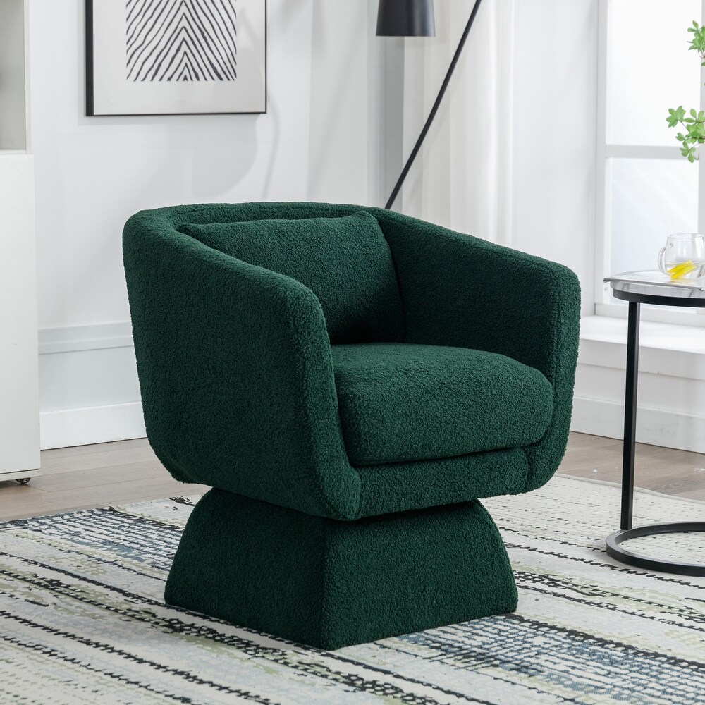 Boucle Upholstered Swivel Accent Arm Barrel Chair for Living Room