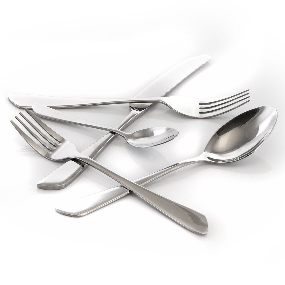 MegaChef Gibbous 20 Piece Flatware Utensil Set  Stainless Steel Silverware Metal Service for 4 in Silver