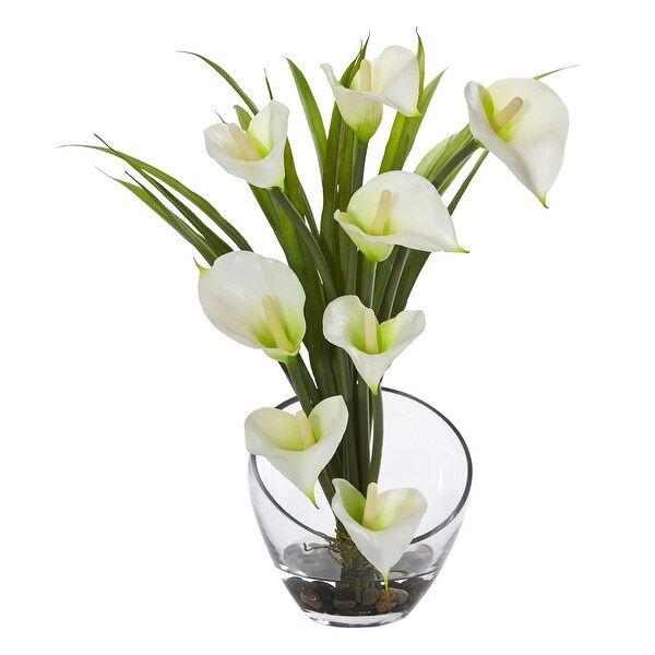 15.5 Calla Lily and Grass Artificial Arrangement in Vase