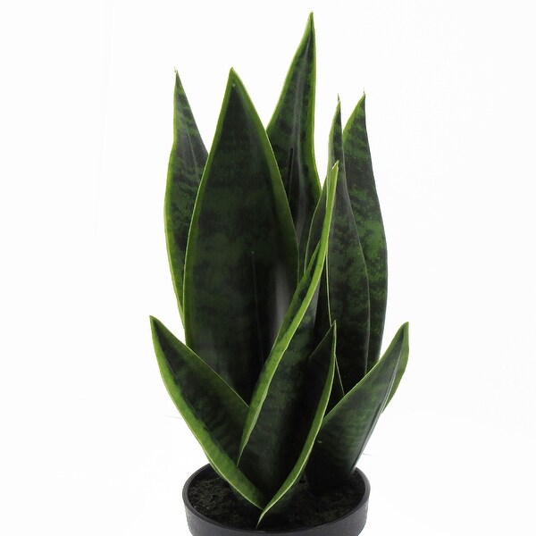 16in Artificial Sansevieria Snake Plant in Black Pot