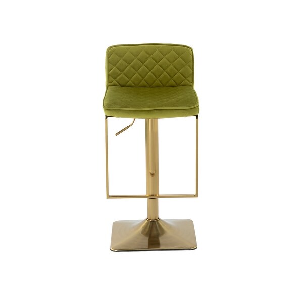 31.89 in. Adjustable Height Metal Frame Bar Stool with Velvet Seat