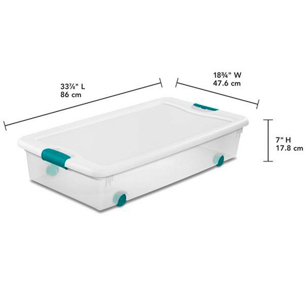 Sterilite 56 qt. Latching Stackable Wheeled Storage Container with Lid (4-Pack) 4 x 14988004