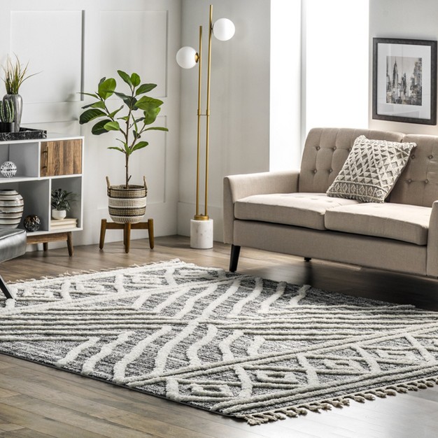 Nuloom Pamela Contemporary High Low Shaggy Tassel Area Rug