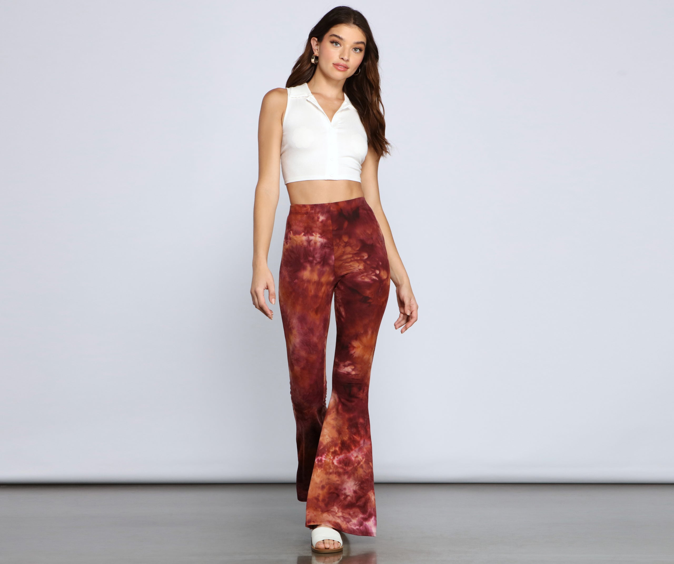 Retro Style Tie-Dye Flare Pants