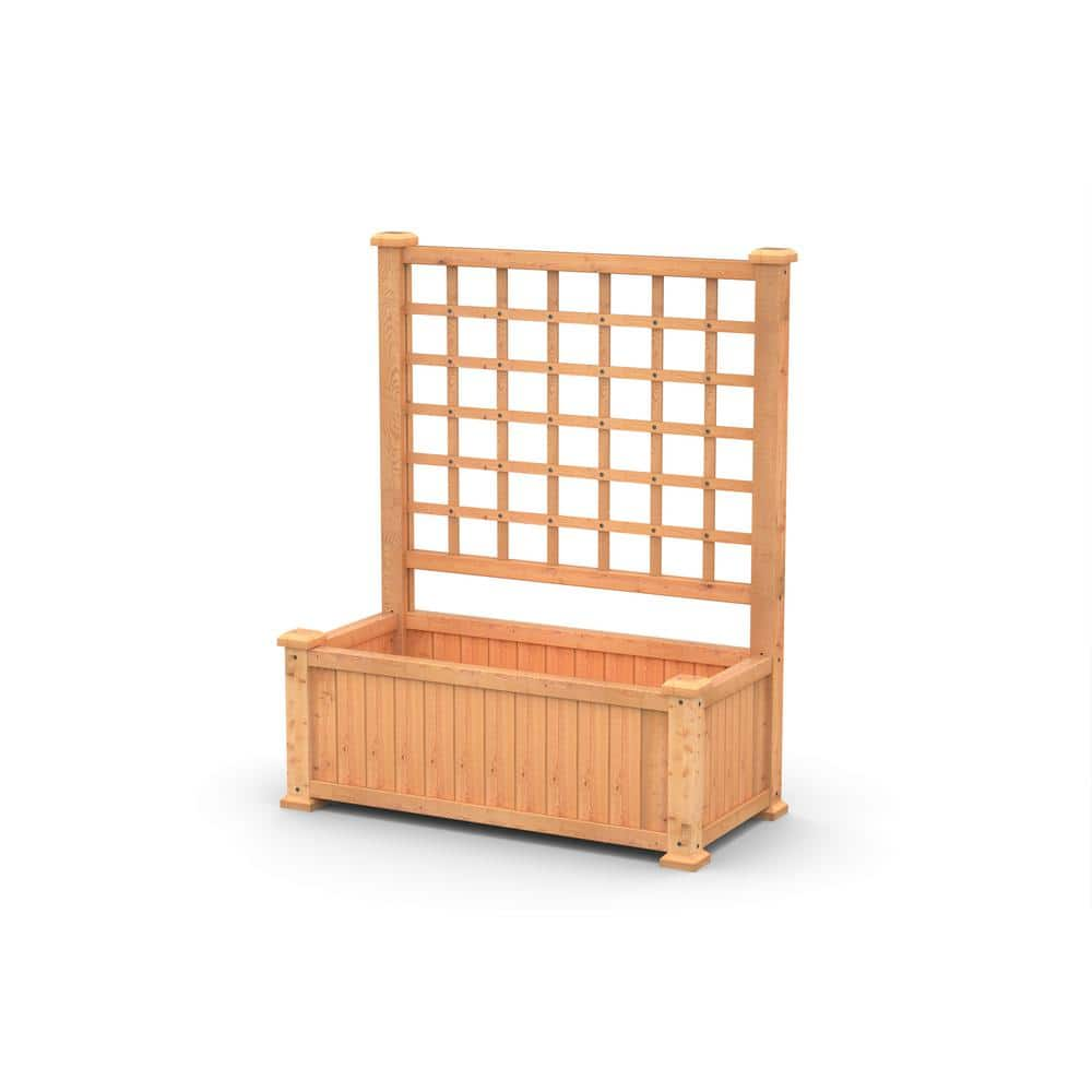 VITA 38 in. x 19 in. x 47 in. Rosewood， Golden Brown， Cedar Wood， Planter with Trellis VT17735