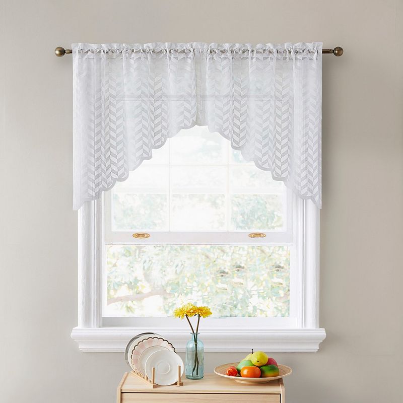 THD Herringbone Lace Sheer Rod Pocket Curtain Swags - Set of 2