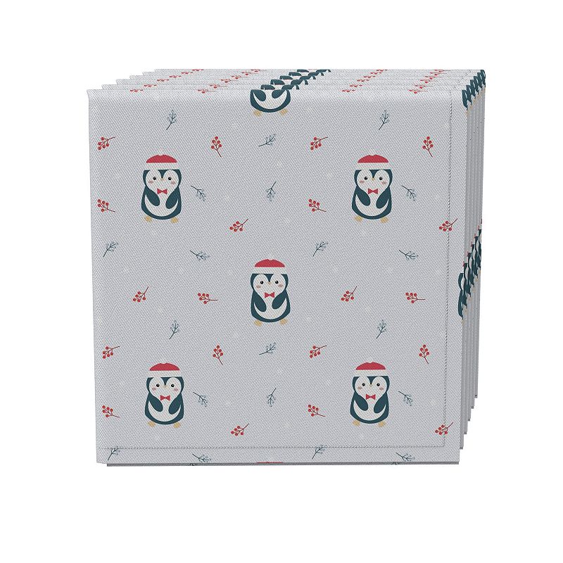 Napkin Set of 4， 100% Cotton， 20x20， Christmas Penguins