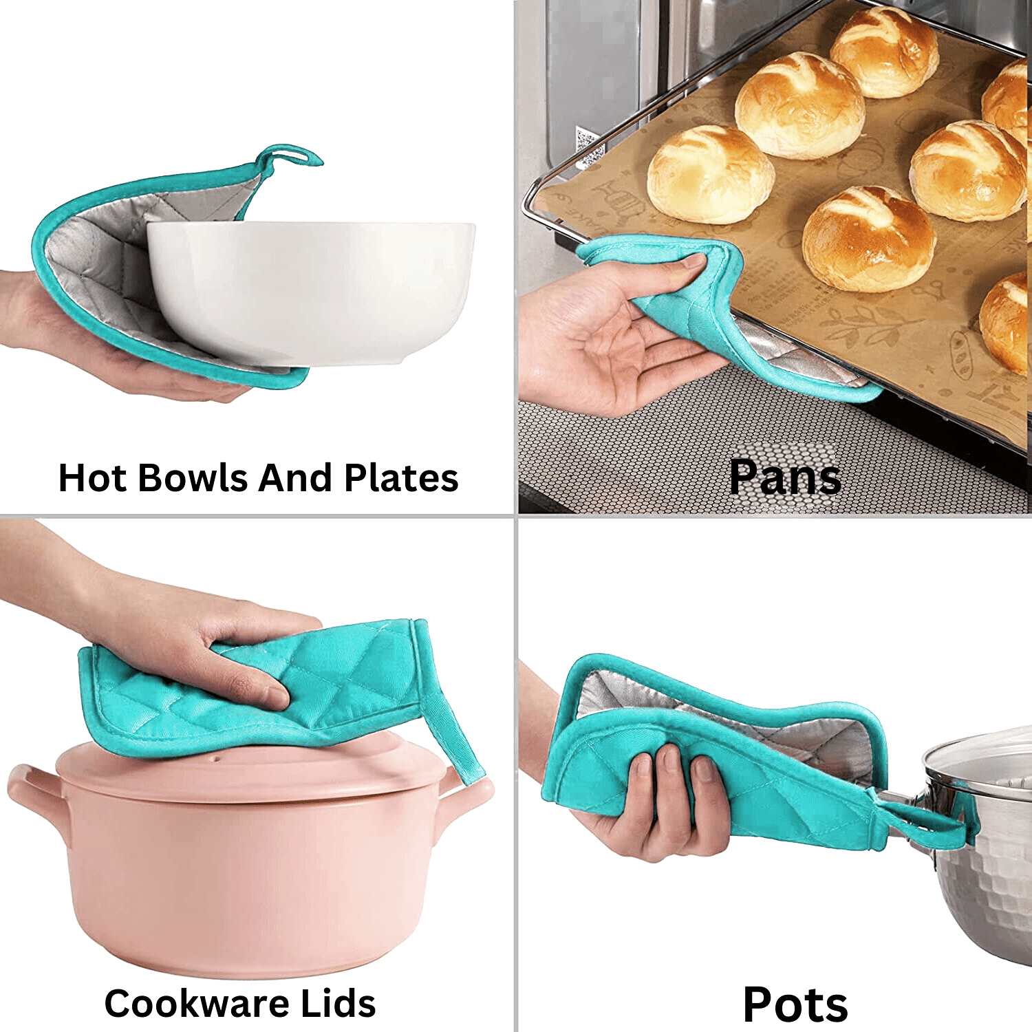 Pot Holders 7 Square Solid Color (Pack of 2) - Soft Teal - Pot Holders For Kitchen