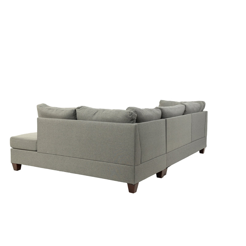 Bobkona Dervon Polyfabric Left or Right Hand Chaise Sectional with Ottoman Set, Multiple Colors