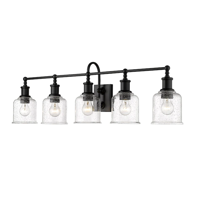 Z-Lite Bryant 40.5-in 5-Light Matte Black Industrial Vanity Light