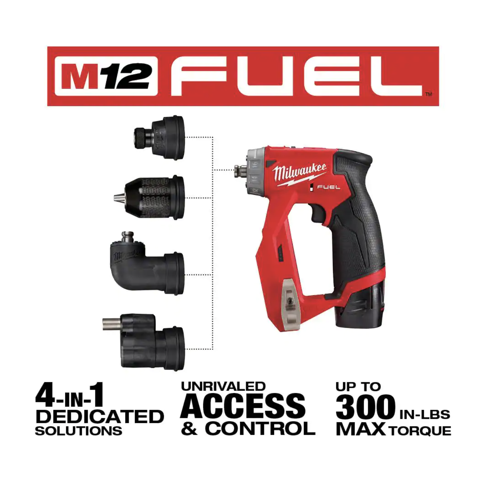 Milwaukee M12 FUEL 12V Lithium-Ion Brushless Cordless 4-in-1 Installation 3/8 in. Drill Driver Kit with M12 Multi-Tool