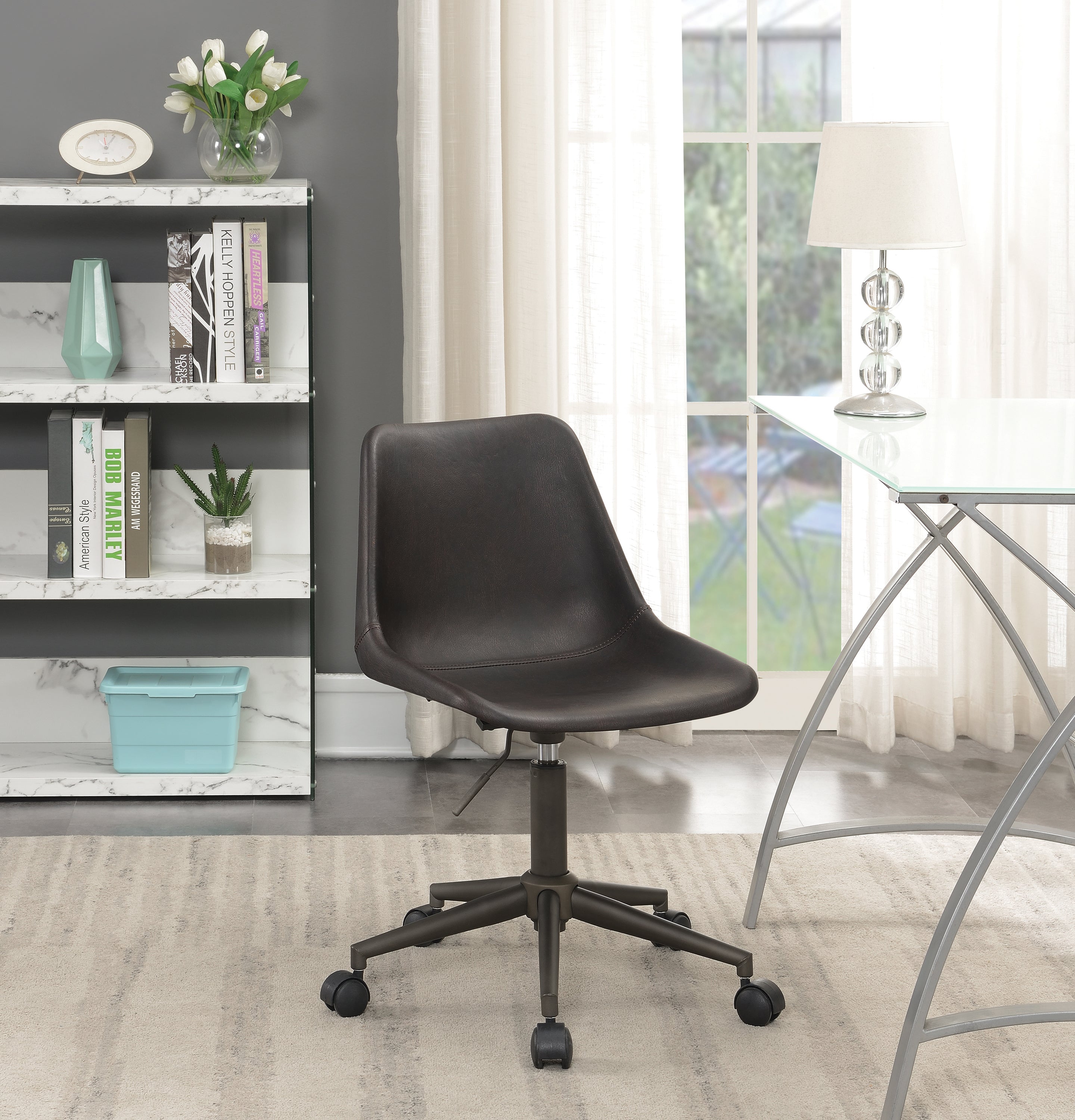 Carnell Adjustable Height Office Chair With Casters Brown And Rustic Taupe-803378