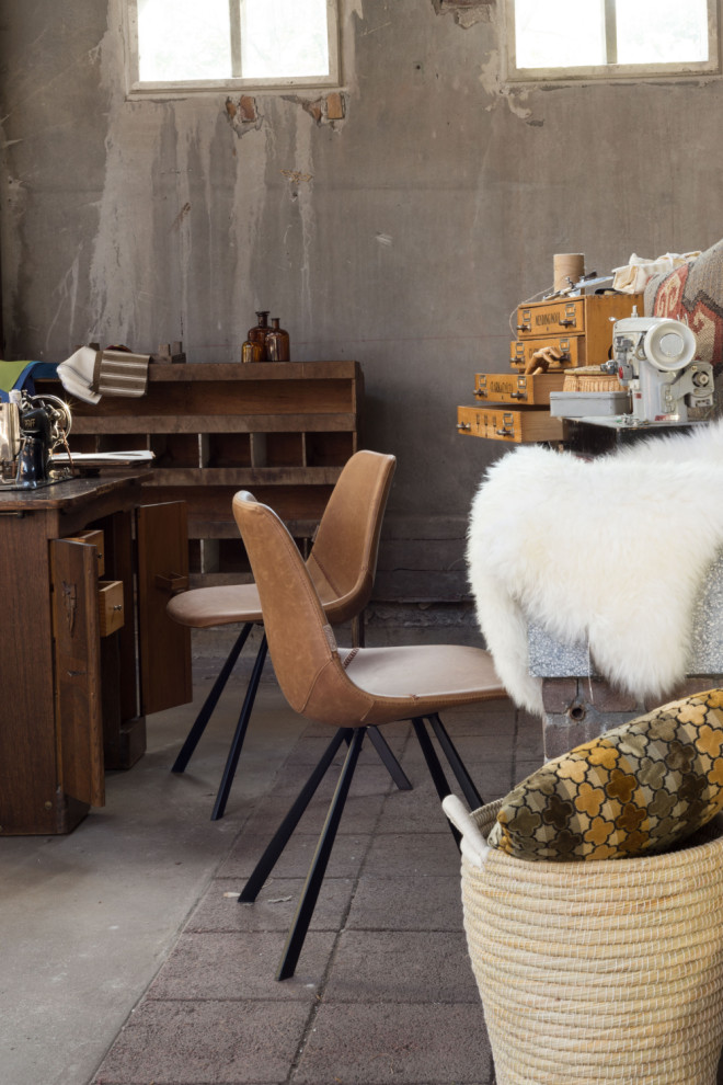 Leather Upholstered Dining Chairs (2)  Dutchbone Franky   Midcentury   Dining Chairs   by Oroa   Distinctive Furniture  Houzz