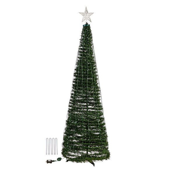 71 in. Green Indoor/Outdoor Foldable Christmas tree with RGB Lights