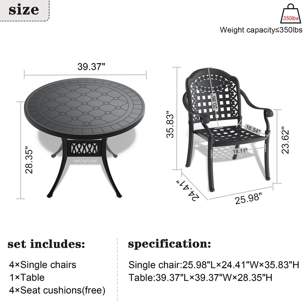 5 Piece Outdoor Dining Table Set for Patio