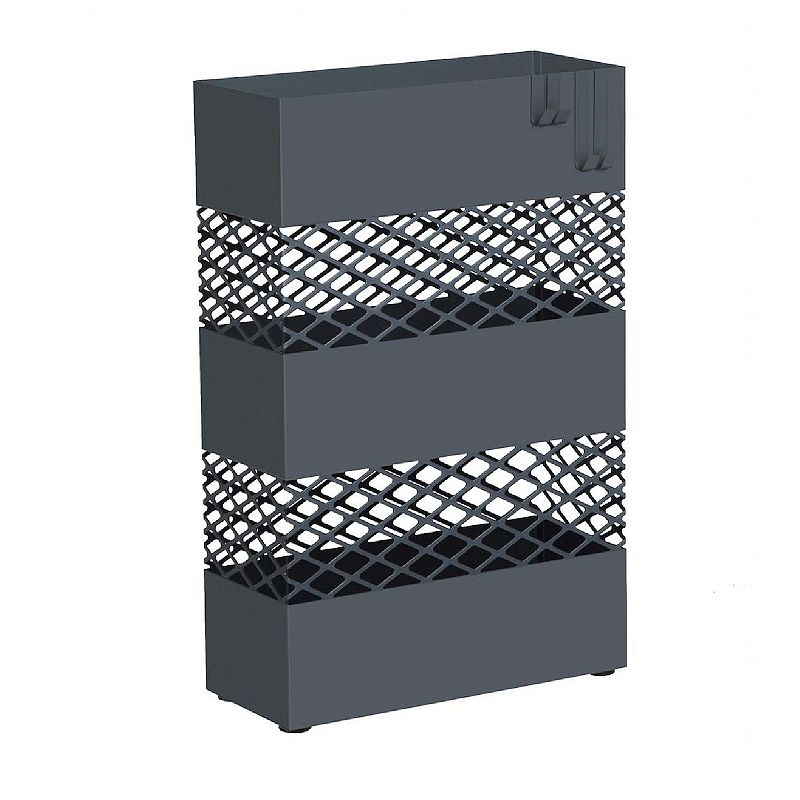 Metal Umbrella Stand， Rectangular Umbrella Holder Rack， with Removable Drip Tray， Lattice Cutouts