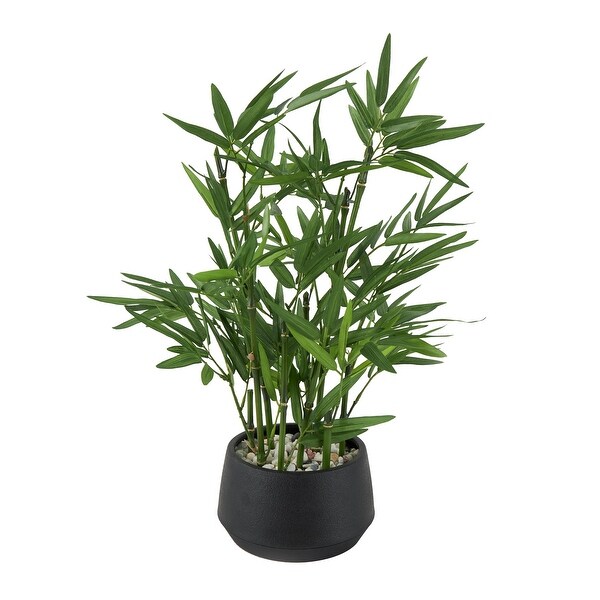 Green Faux Foliage Artificial Plant with Black Plastic Pot