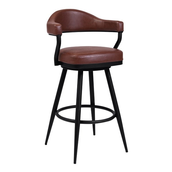 Justin Swivel Counter or Bar Stool in Faux Leather and Metal