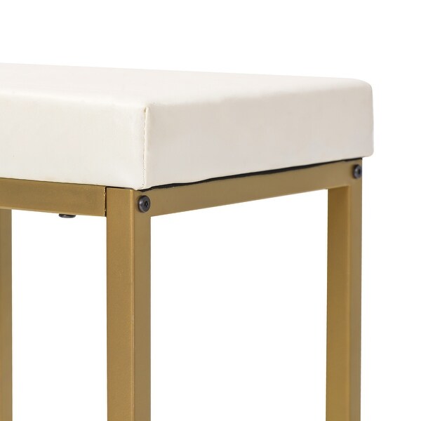 3-piece Modern Pub Set with Faux Marble Countertop and Bar Stools， White and Gold