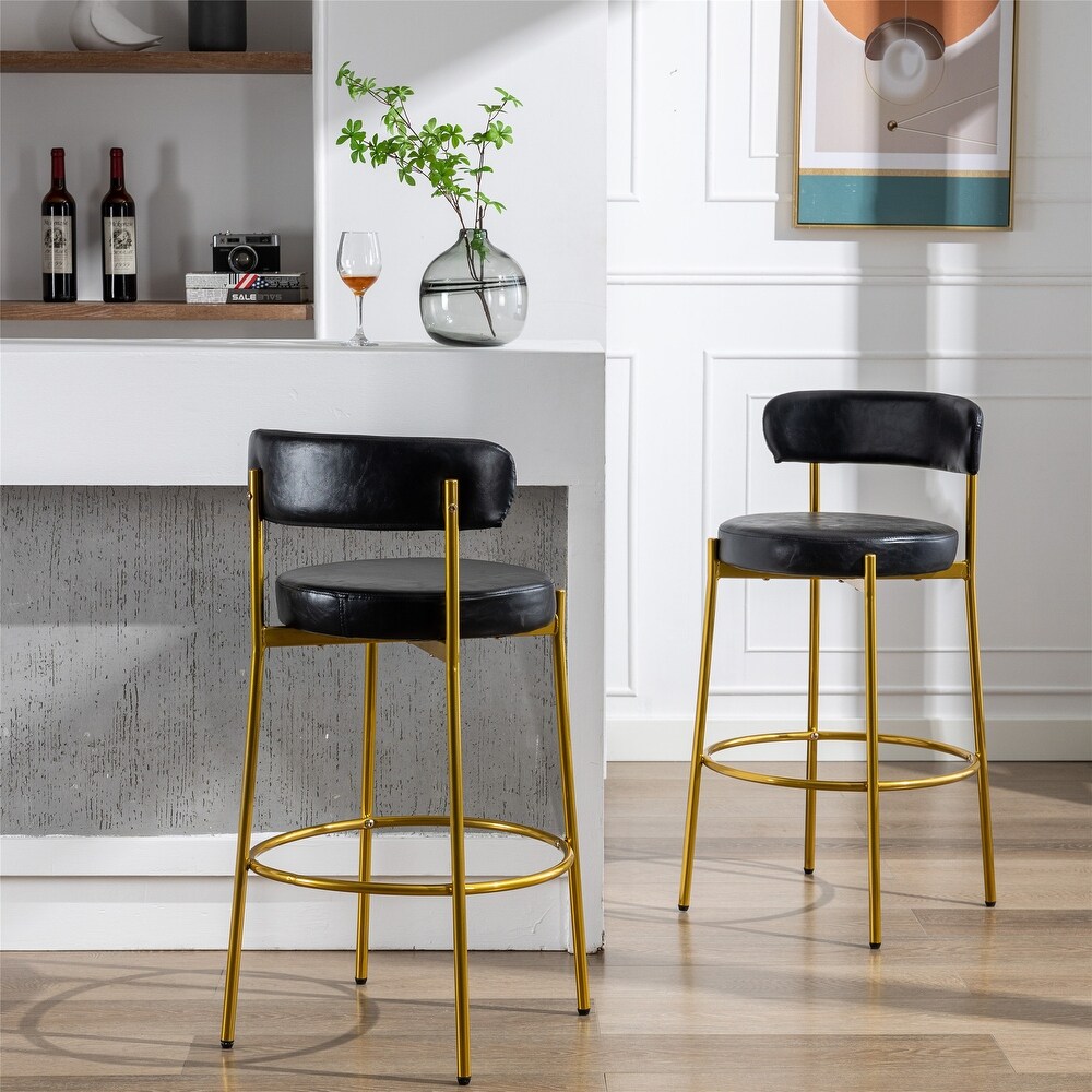 37.8 Inch Modern PU Bar Stool Height Stool Dining Chairs Set of 2