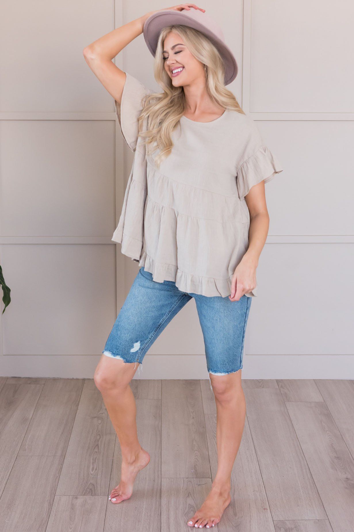 Oh So Thoughtful Modest Tiered Blouse