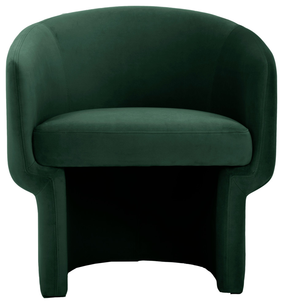 Modern Retro Unique Shape Dark Green Velvet Barrel Type Accent Armchair   Midcentury   Armchairs And Accent Chairs   by Sideboards and Things  Houzz