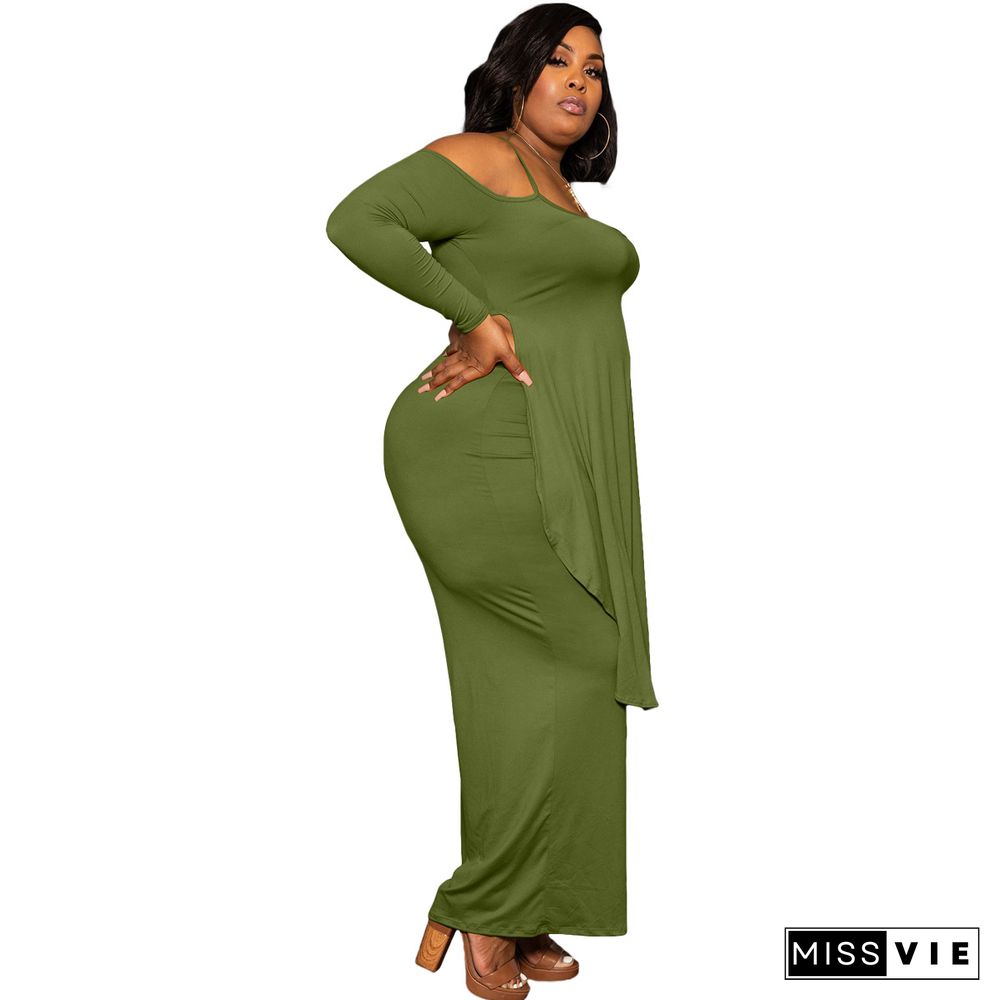 Plus Size Irregular Solid Casual Wide-leg Pants Suits