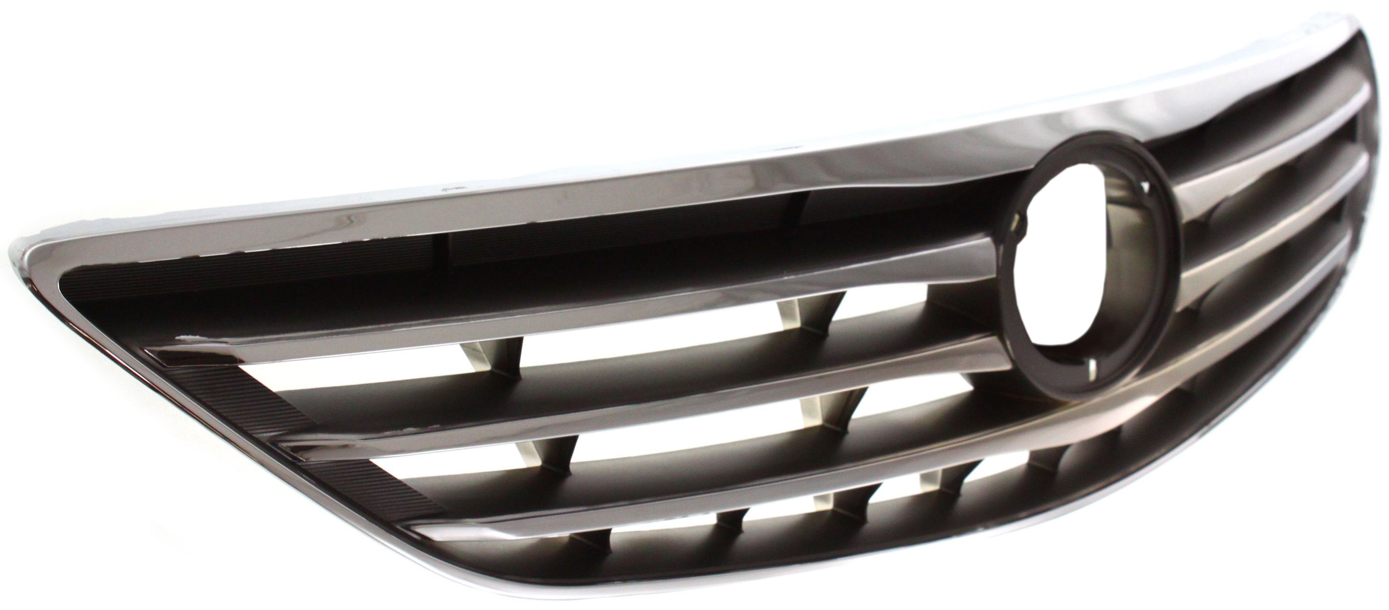 Grille Assembly Compatible With 2005-2006 Toyota Camry Chrome Shell with Painted Silver Insert