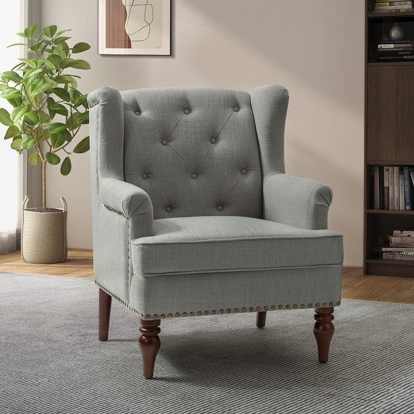 Maitê Transitional Armchair with Solid Wood Legs by HULALA HOME