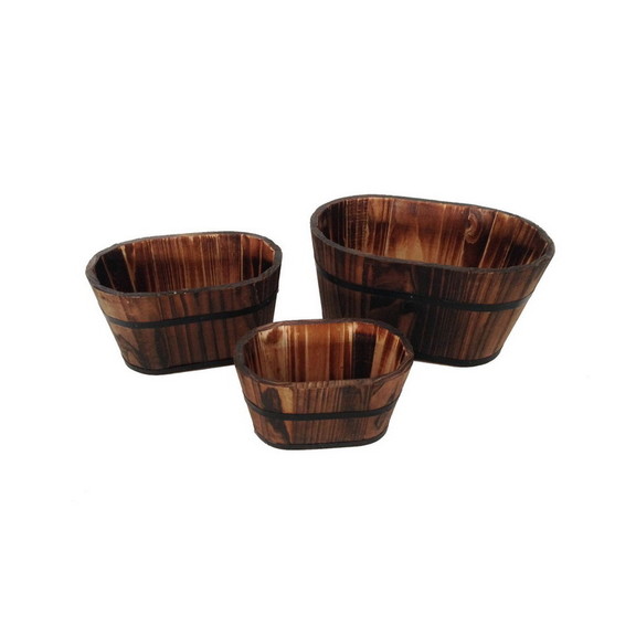 Benjara BM210383 Traditional Oval Shaped Wooden Pl...