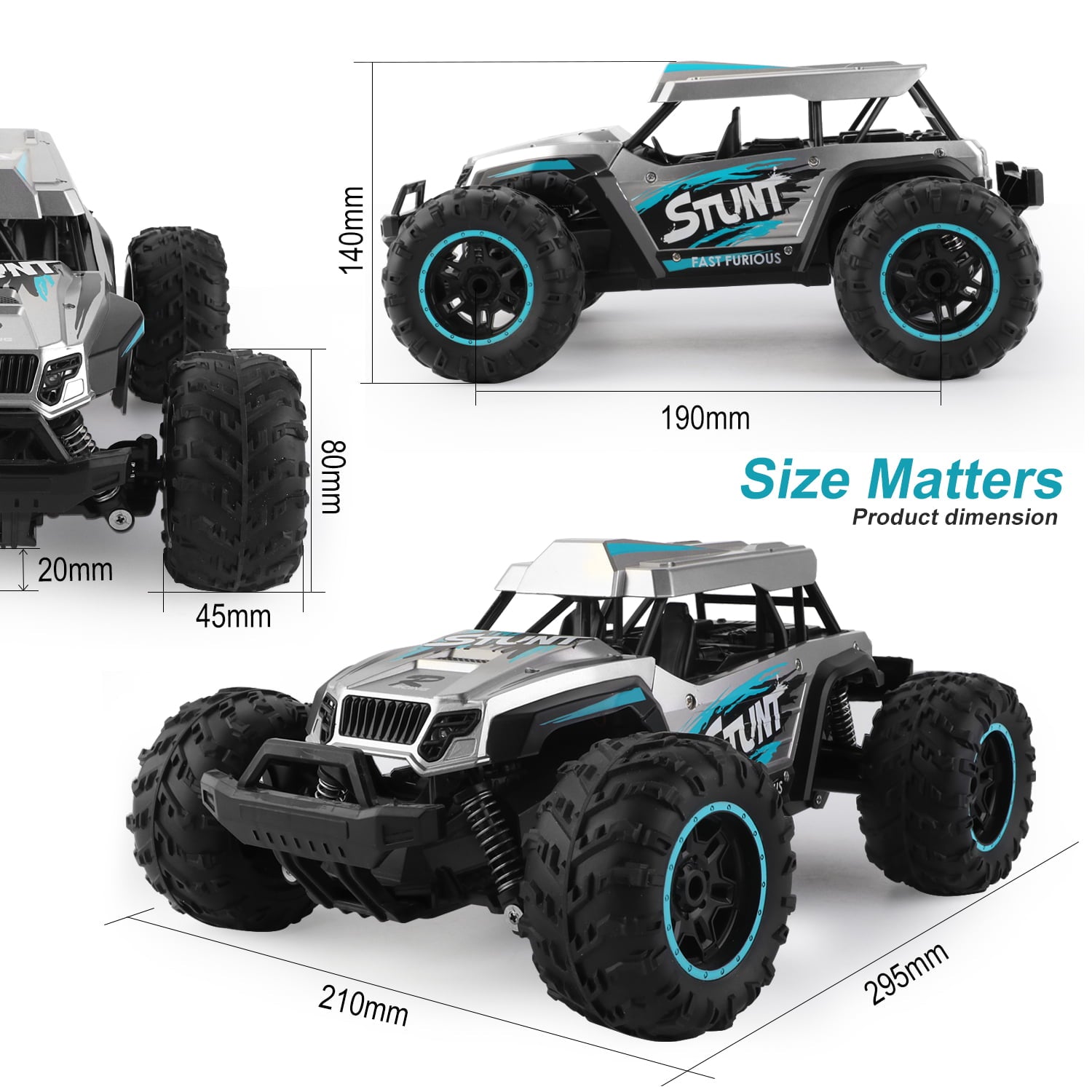 NETNEW Large 1:14 RC Cars Monster Truck Toys for Boys 3-6 Years Remote Control Car All Terrain Car