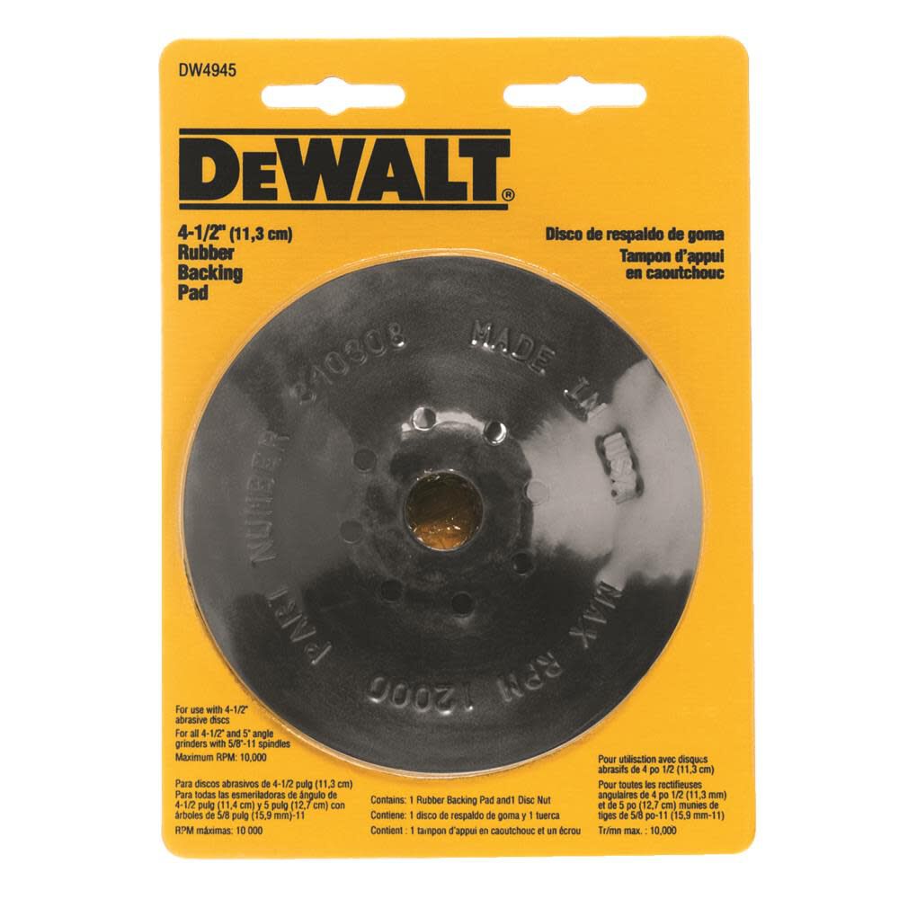 DW 4-1/2-in x 5/8 to 11 Rubber Backing Pad DW4945 from DW