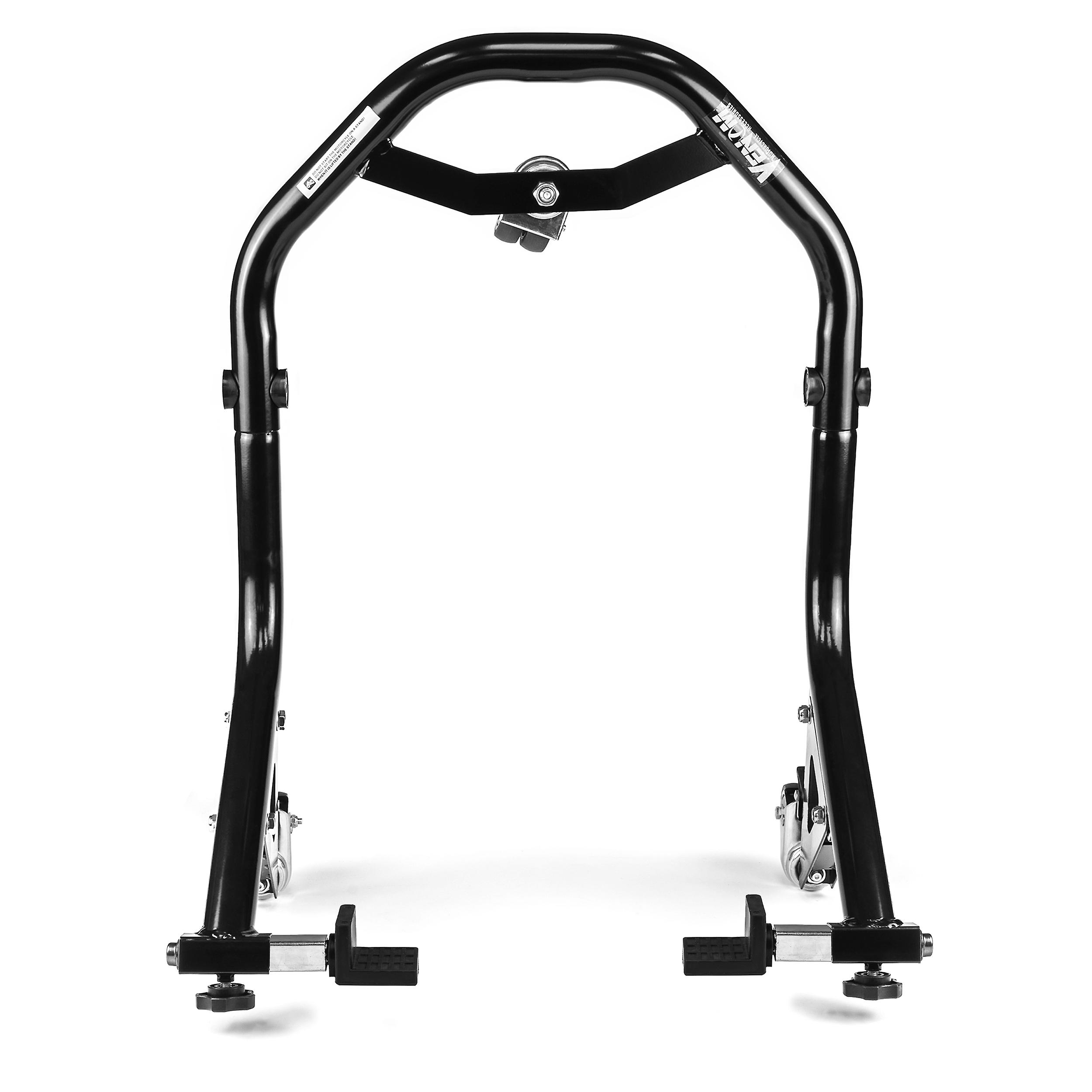 Motorcycle Lift Stand w/ Dolly Wheels， Black， Rear Paddle Lift Attachments， Compatible with 2009-2010 Kawasaki ER-6N