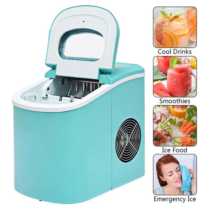 26LBS/24H Mini Portable Ice Maker Countertop, Compact Ice Machine with Ice Scoop