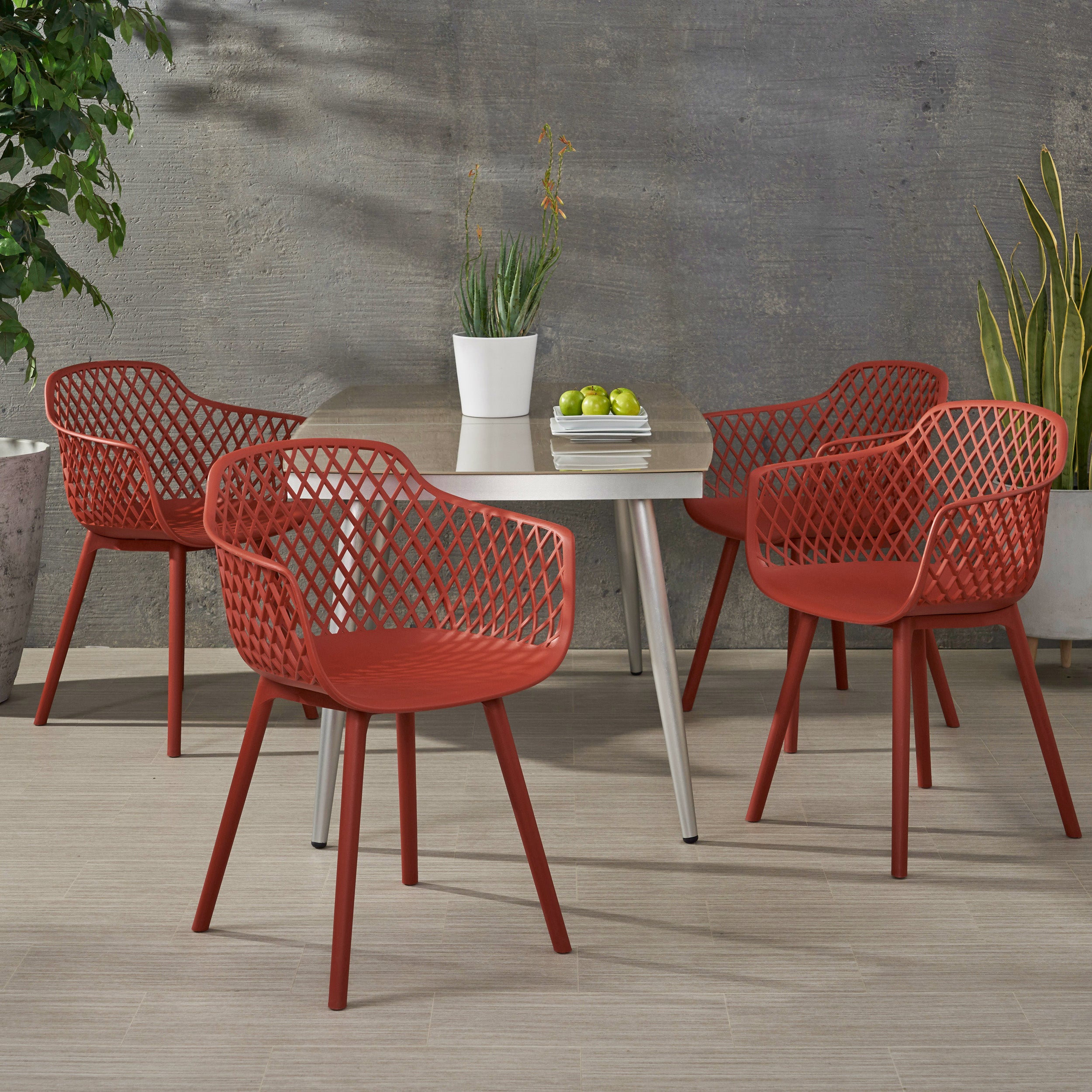 Tate Outdoor Modern Dining Chair (Set of 4)