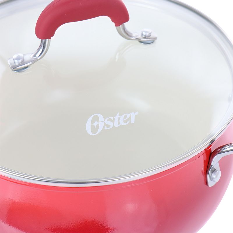 Oster Cocina Corbett 5.4 Quart Nonstick Aluminum Dutch Oven in Red