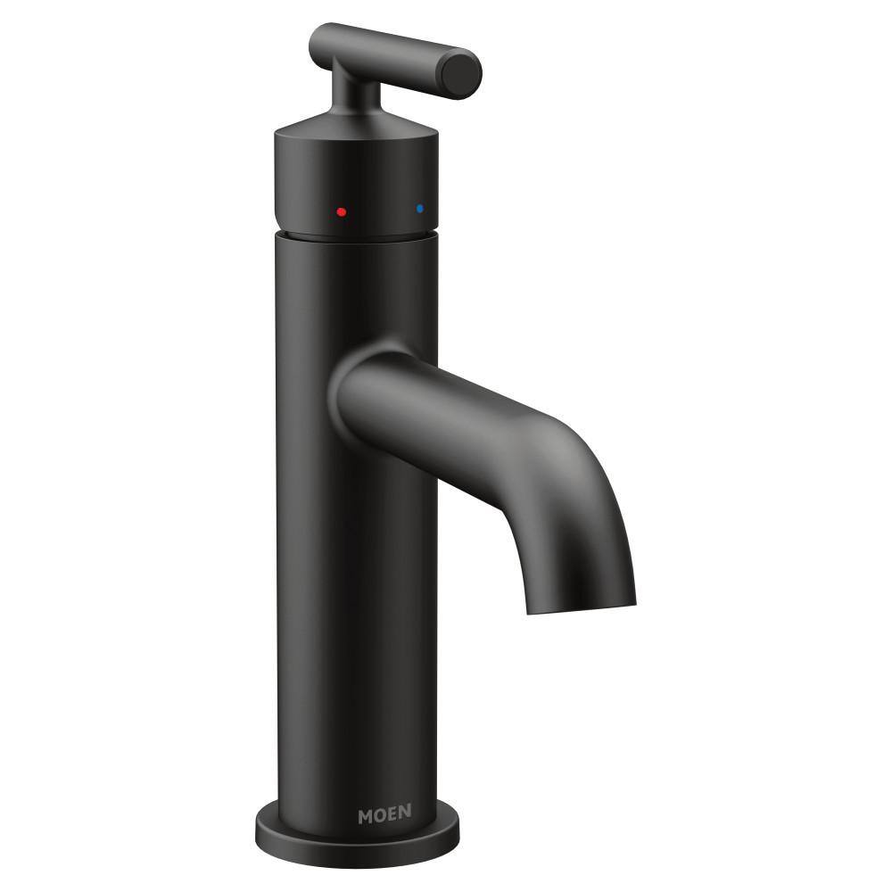 MOEN Gibson Single Hole Single-Handle Bathroom Faucet with Drain Assembly in Matte Black 6145BL