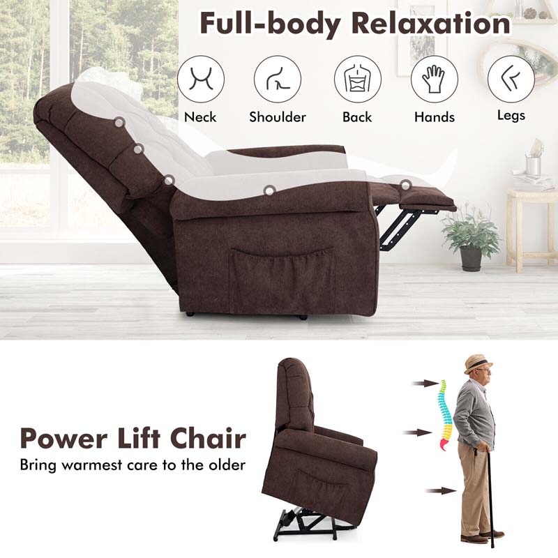 Skin-friendly Fabric Power Lift Chair for Elderly, Adjustable Electric Recliner Living Room Sofa with Remote