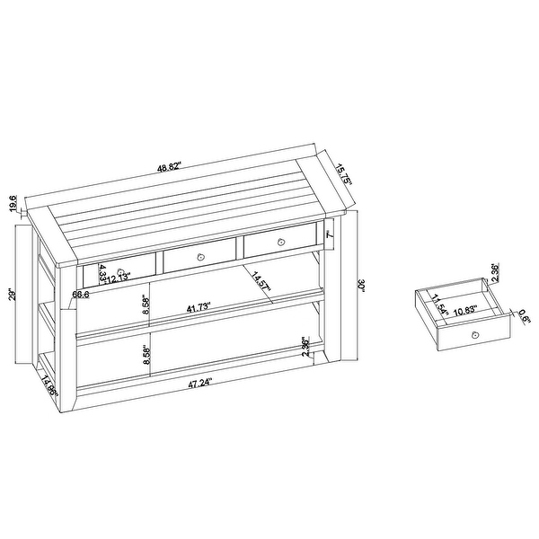 Side Table Console Table， Sofa Side Table with 3 Drawers and 2 Shelves