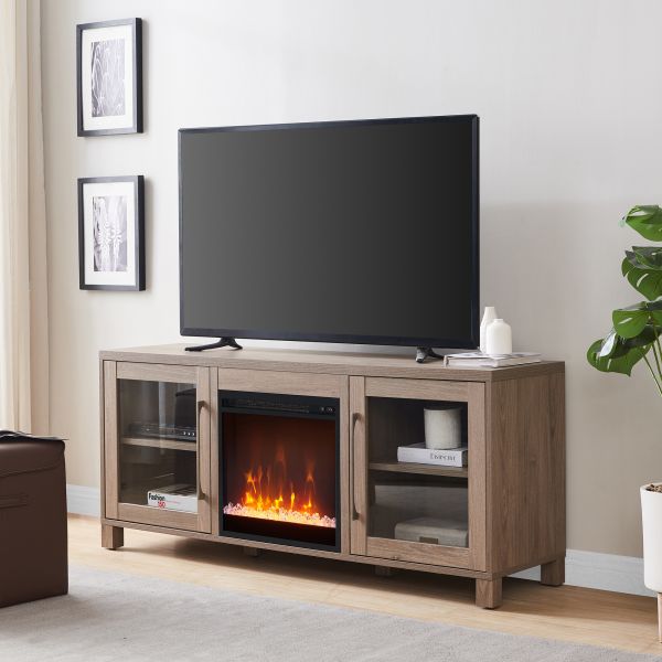 Quincy Rectangular TV Stand with Crystal Fireplace for TV's up to 65