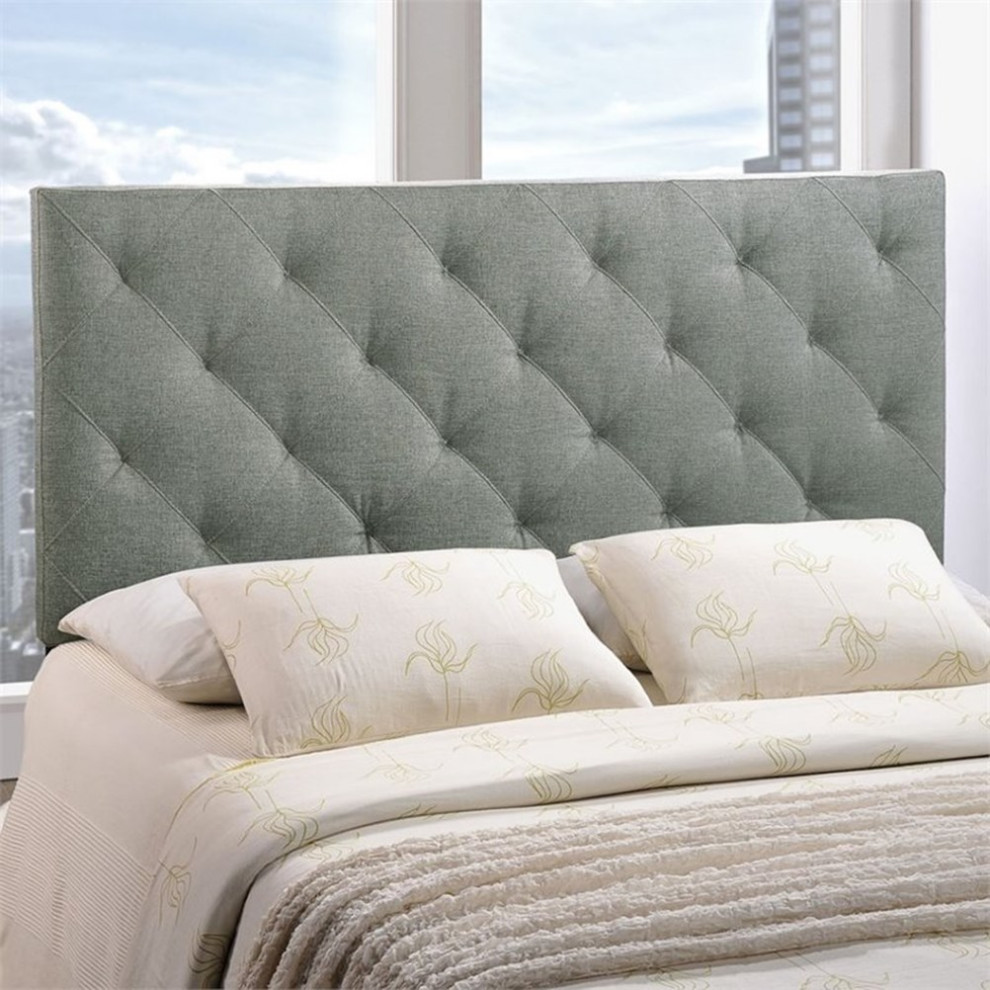 Modway Theodore Queen Modern Upholstered Linen Fabric Headboard in Gray   Transitional   Headboards   by Homesquare  Houzz