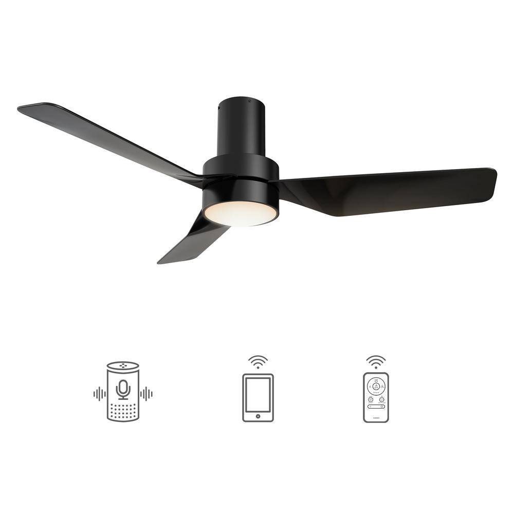 CARRO Barnet 44 in. Integrated LED IndoorOutdoor Black Smart Ceiling Fan with Light and Remote Works with AlexaGoogle Home HS443N2-L11-B2-1-FM