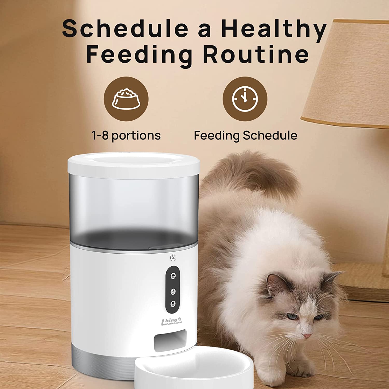 Automatic Cat Feeder， WiFi Smart Pet Feeder 4L， Auto Dog Food Dispenser with Portion Control， Distribution Alarms and Voice Recorder， APP Control， for Cats， Dogs and Small Pets