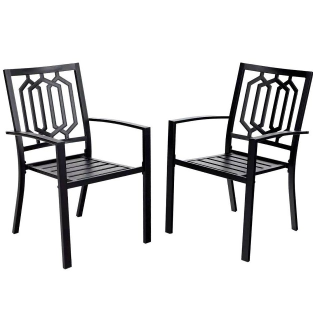 2pc Patio Stackable Metal Deck Chairs Captiva Designs