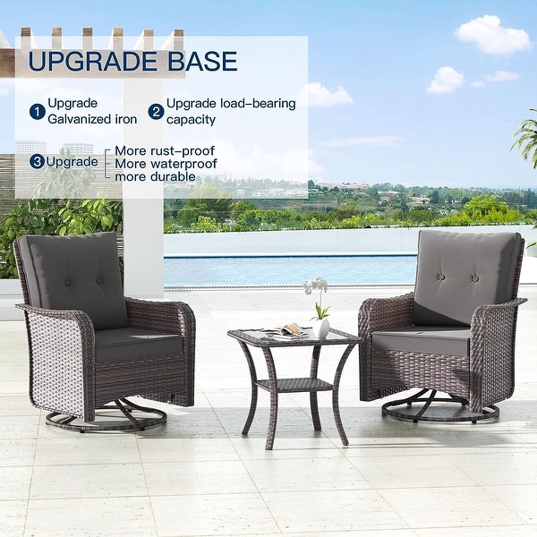 Kullavik 3 Pieces Patio Furniture Set，Outdoor Swivel Rocking Chairs