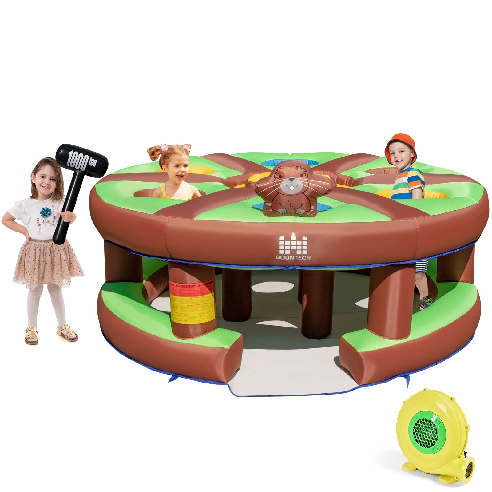 Costzon Kids Inflatable Human Whack a Mole, Hammering & Pounding Bouncy Toy w/Blower, Inflatable Mallet