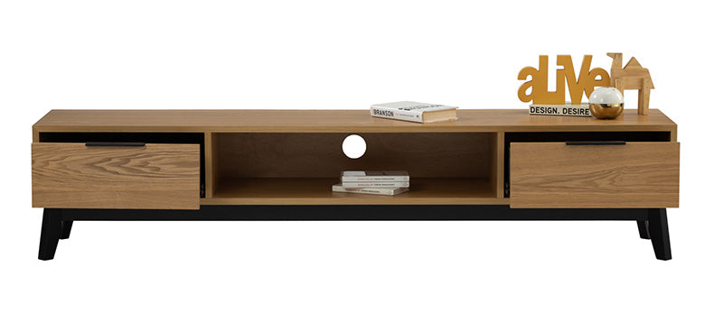 MALTON Entertainment TV Unit 180cm - Natural & Black