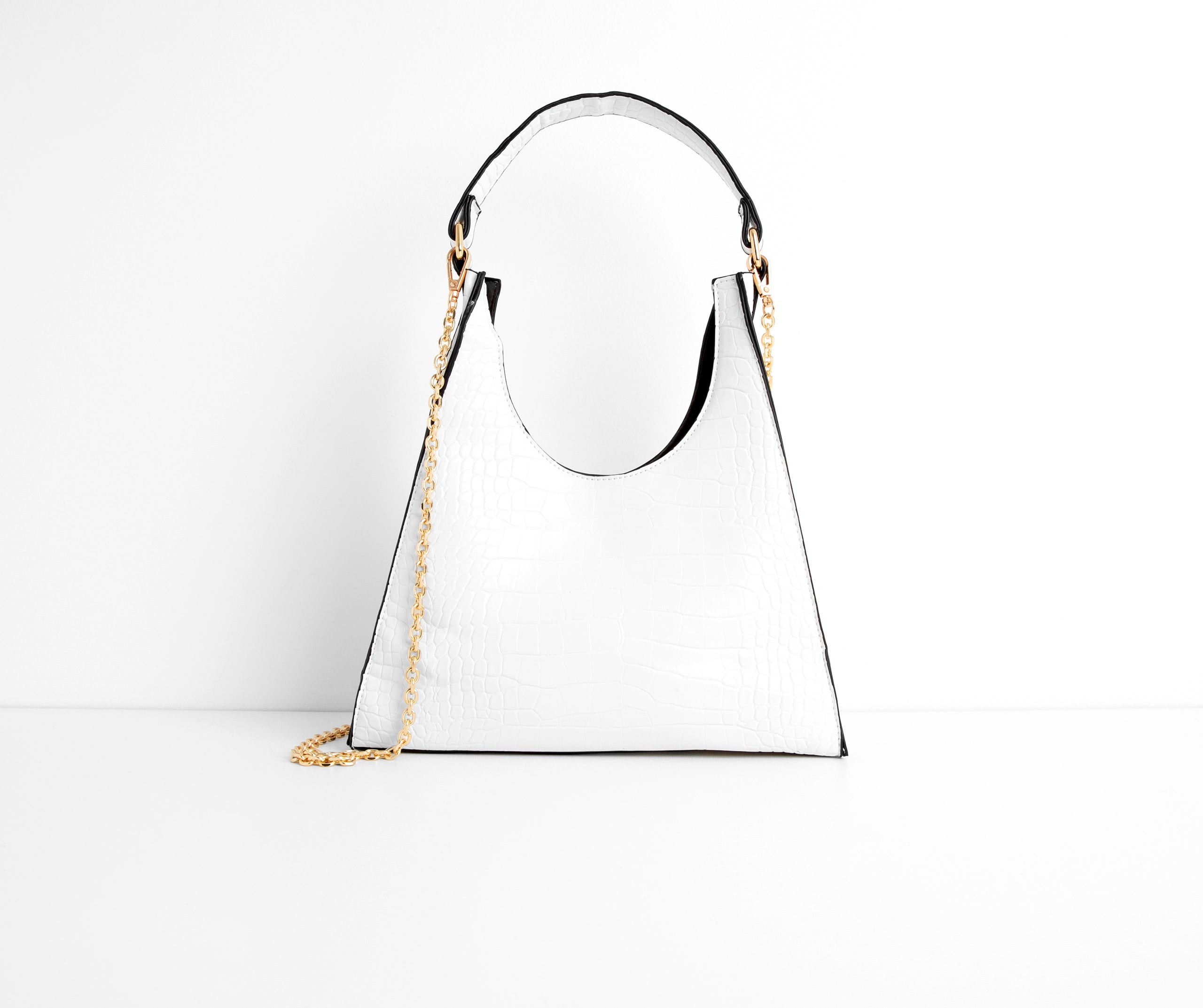 Better Days Faux Leather Triangle Croc Bag