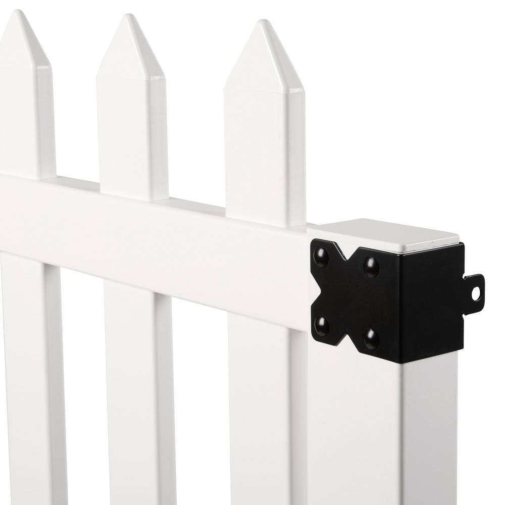 Veranda Glendale 3.5 ft. W x 4 ft. H White Vinyl Spaced Picket Fence Gate with 3 in. Pointed Pickets 181981