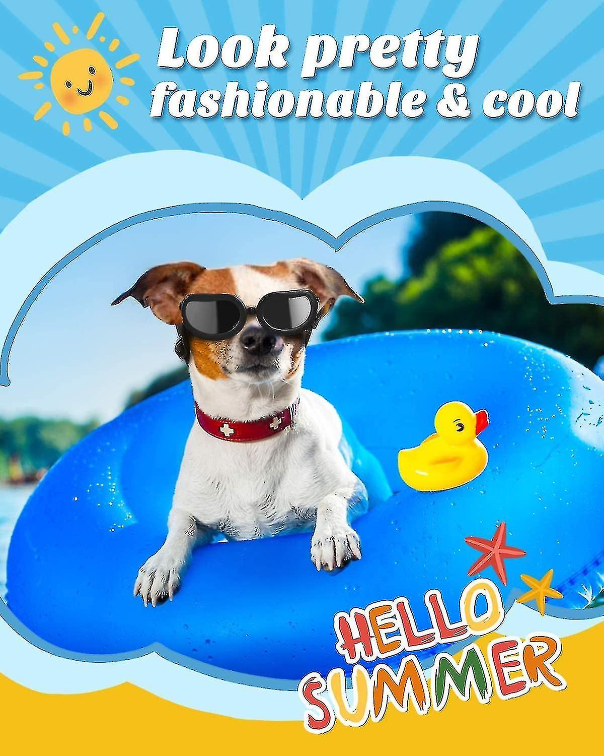 Small Dog Sunglasses Uv Protection Goggles Eye Wear Protection With Adjustable Strap Water